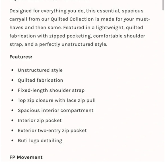 Free People Quilted Carry All NWT - Picture 7 of 7